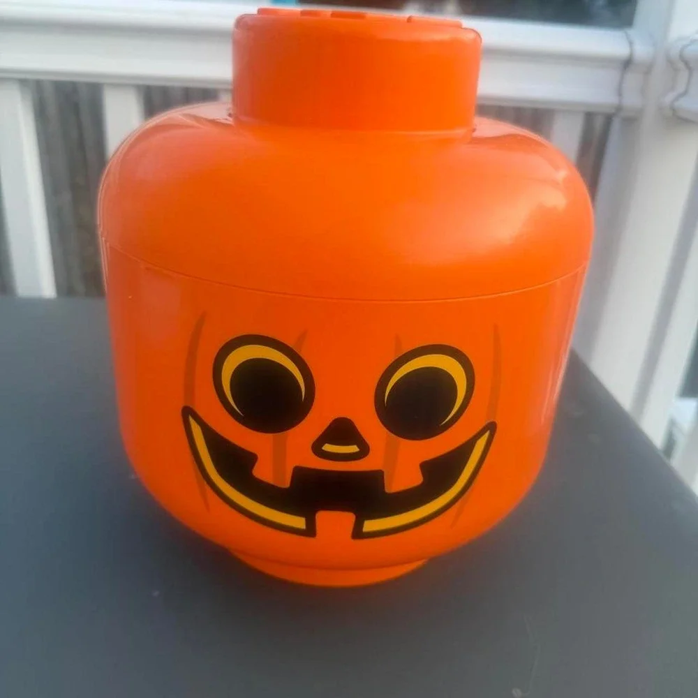 Lego Orange Pumpkin Jack O Lantern Brick Storage LARGE